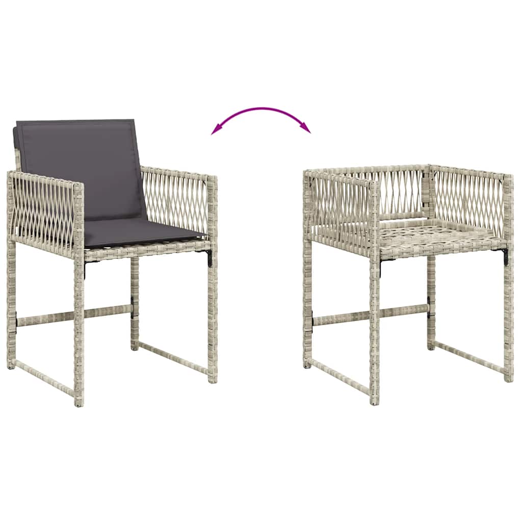 vidaXL 17 Piece Garden Dining Set with Cushions Light Grey Poly Rattan 5