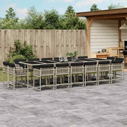 vidaXL 17 Piece Garden Dining Set with Cushions Light Grey Poly Rattan 1