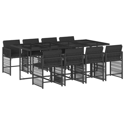vidaXL 9 Piece Garden Dining Set with Cushions Black Poly Rattan 2