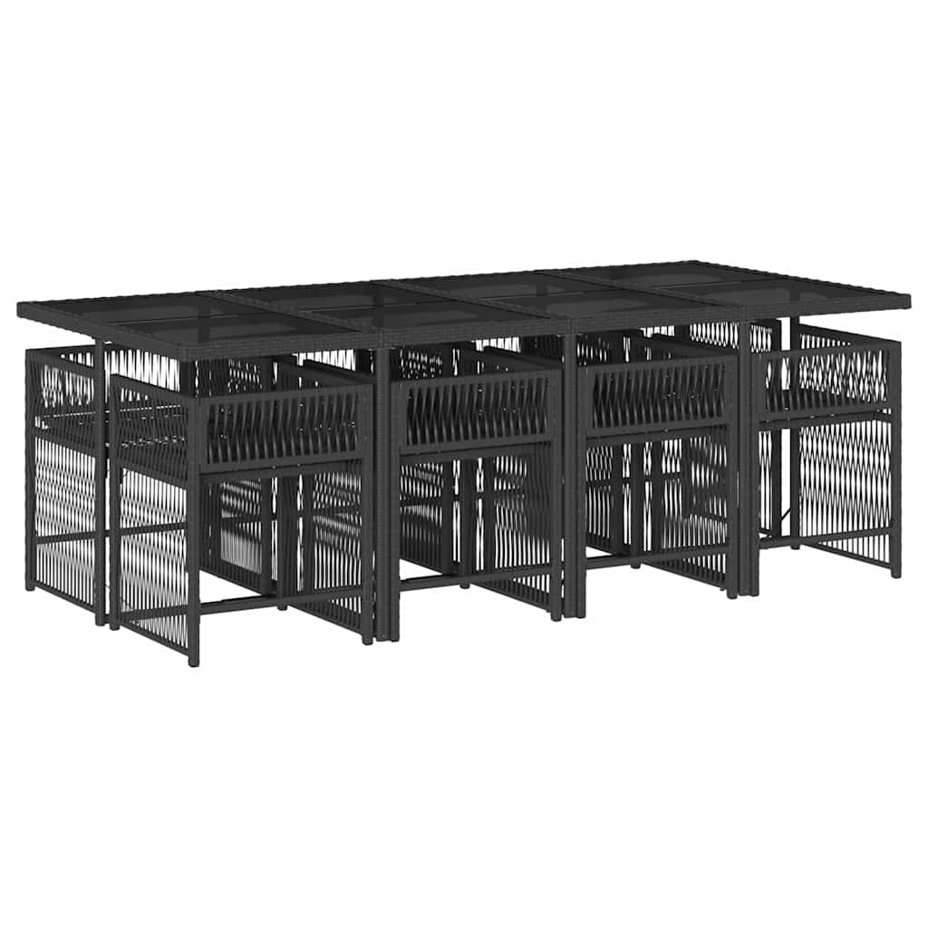 vidaXL 9 Piece Garden Dining Set with Cushions Black Poly Rattan 4