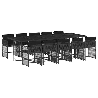 vidaXL 11 Piece Garden Dining Set with Cushions Black Poly Rattan 2