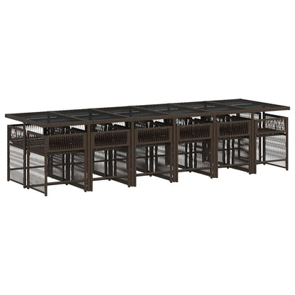 vidaXL 13 Piece Garden Dining Set with Cushions Brown Poly Rattan 3
