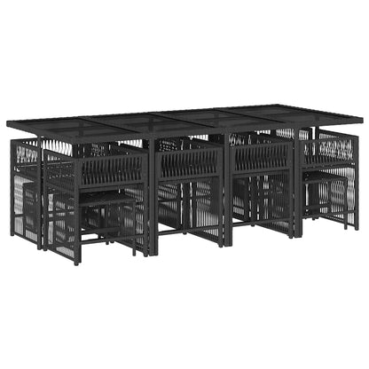 vidaXL 13 Piece Garden Dining Set with Cushions Black Poly Rattan 3