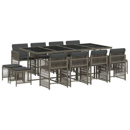 13 Piece Garden Dining Set with Cushions Poly Rattan 12 Grey