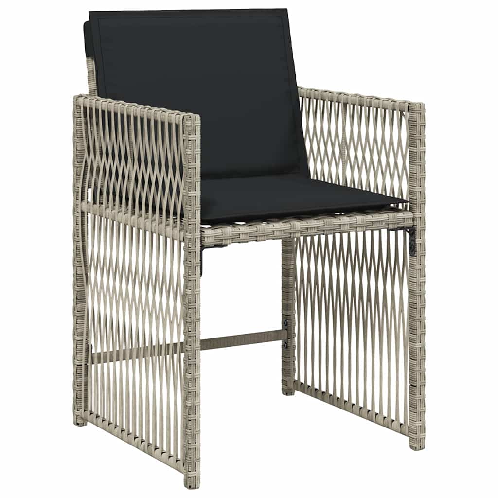 vidaXL 13 Piece Garden Dining Set with Cushions Light Grey Poly Rattan 4