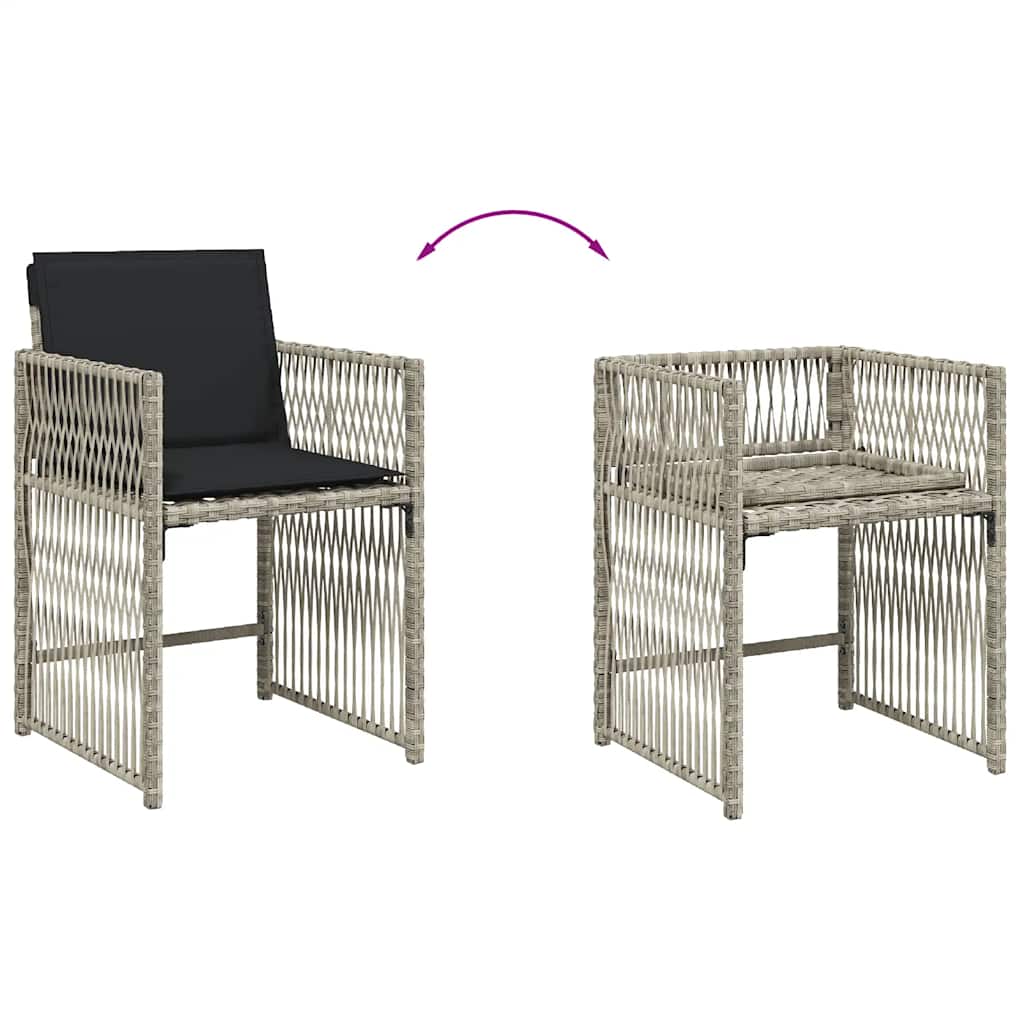 vidaXL 13 Piece Garden Dining Set with Cushions Light Grey Poly Rattan 5