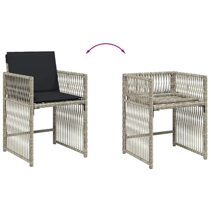 vidaXL 13 Piece Garden Dining Set with Cushions Light Grey Poly Rattan 5