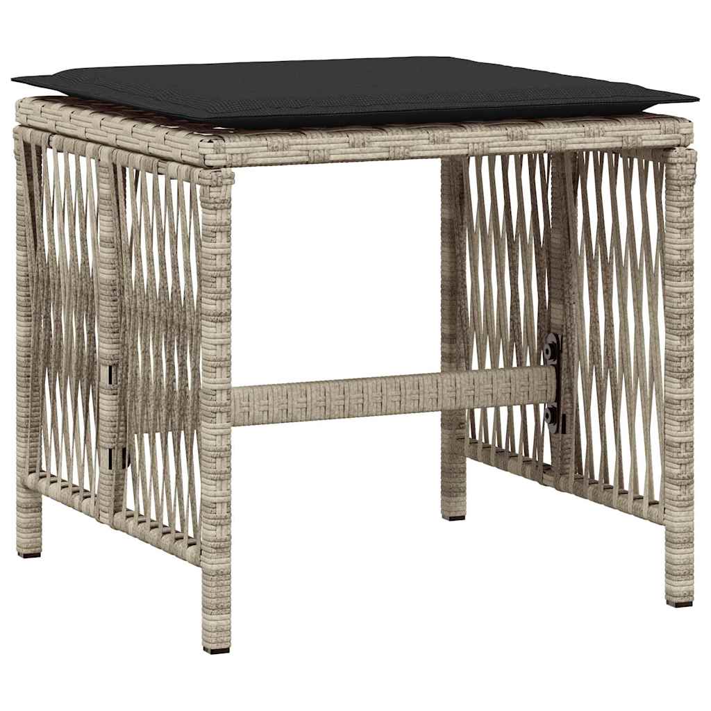 vidaXL 15 Piece Garden Dining Set with Cushions Light Grey Poly Rattan 6