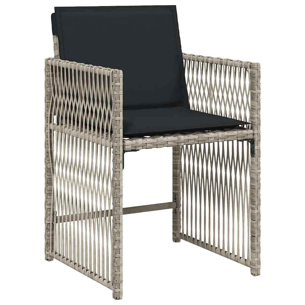 vidaXL 17 Piece Garden Dining Set with Cushions Light Grey Poly Rattan 4