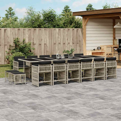 vidaXL 17 Piece Garden Dining Set with Cushions Light Grey Poly Rattan 1