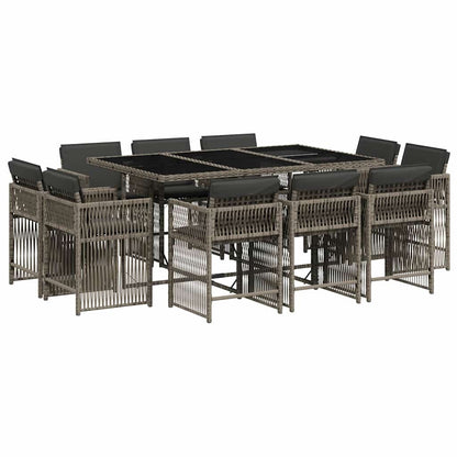 11 Piece Garden Dining Set with Cushions Poly Rattan 10 Grey