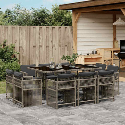 11 Piece Garden Dining Set with Cushions Poly Rattan 10 Grey