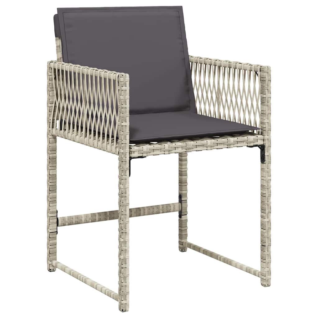 vidaXL 11 Piece Garden Dining Set with Cushions Light Grey Poly Rattan 4