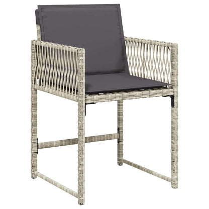vidaXL 11 Piece Garden Dining Set with Cushions Light Grey Poly Rattan 4
