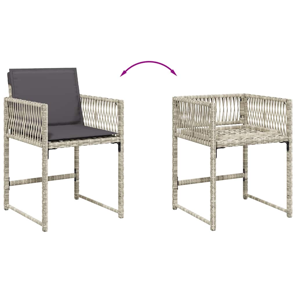 vidaXL 11 Piece Garden Dining Set with Cushions Light Grey Poly Rattan 5