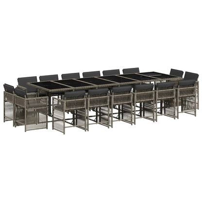 17 Piece Garden Dining Set with Cushions Poly Rattan 16 Grey