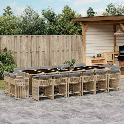 vidaXL 17 Piece Garden Dining Set with Cushions Mix Beige Poly Rattan 1