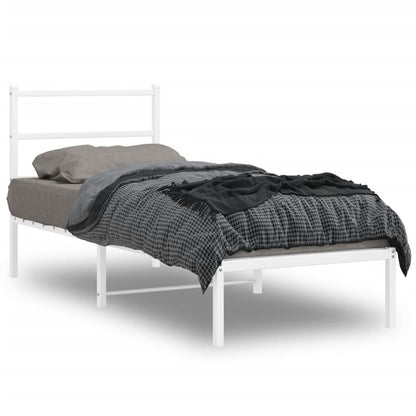 Metal Bed Frame without Mattress with Headboard White 80 cm 200 cm