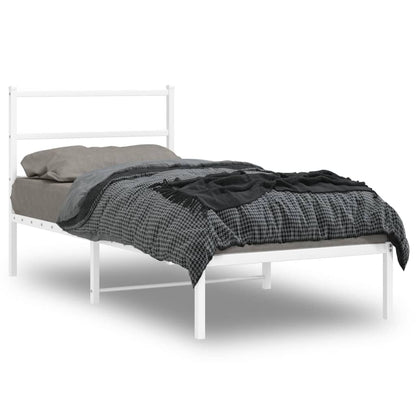 Metal Bed Frame without Mattress with Headboard White 90 cm 200 cm
