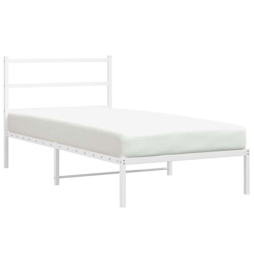 Metal Bed Frame without Mattress with Headboard White 100 cm 200 cm
