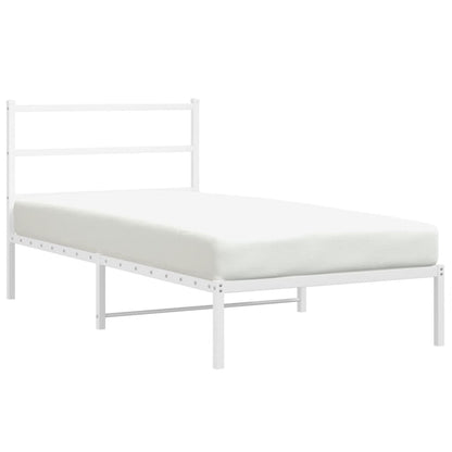Metal Bed Frame without Mattress with Headboard White 100 cm 200 cm