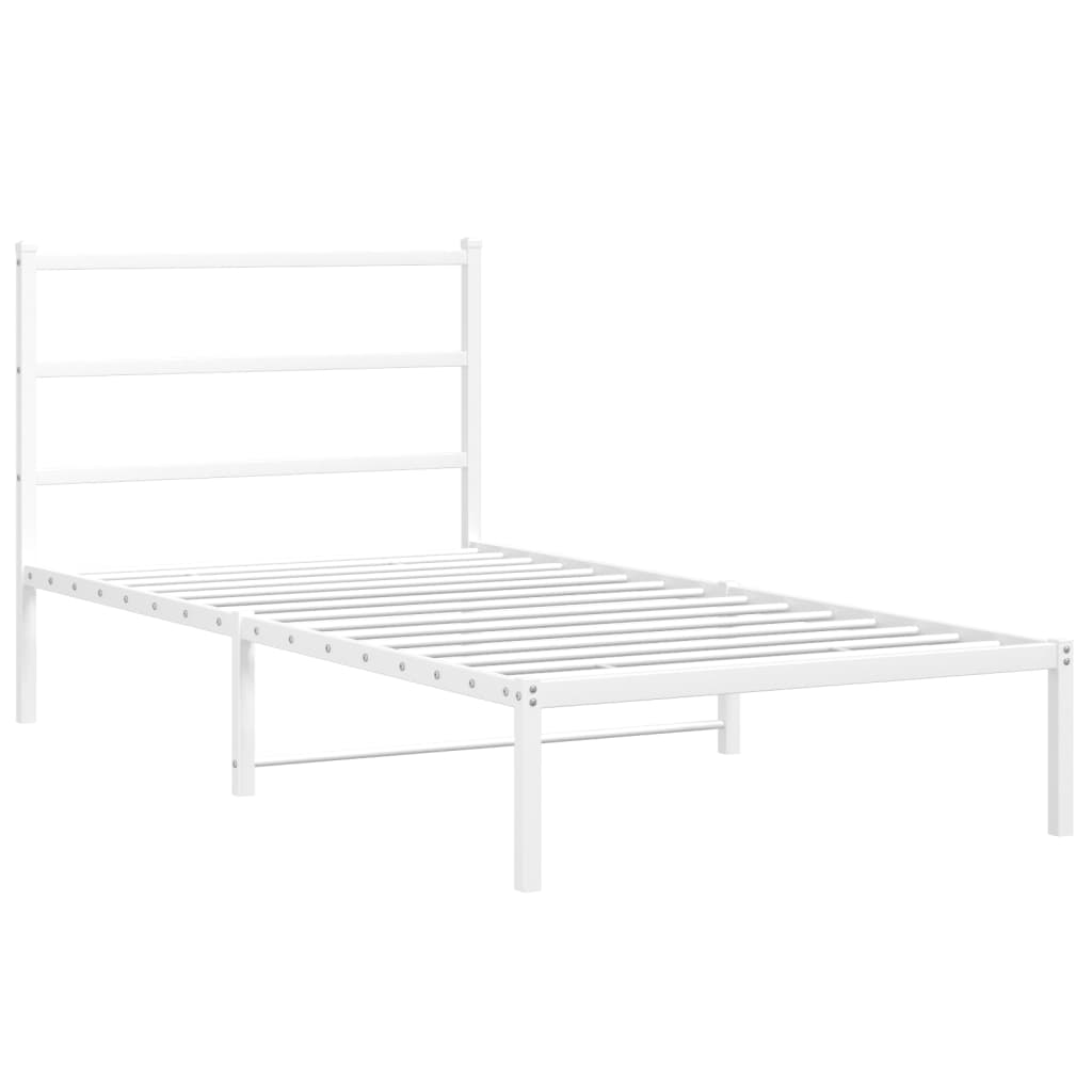 Metal Bed Frame without Mattress with Headboard White 100 cm 200 cm