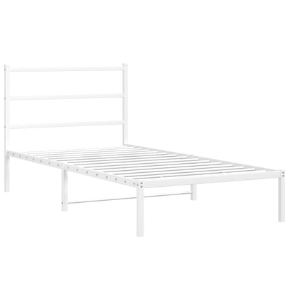 Metal Bed Frame without Mattress with Headboard White 100 cm 200 cm