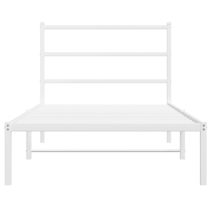 Metal Bed Frame without Mattress with Headboard White 100 cm 200 cm