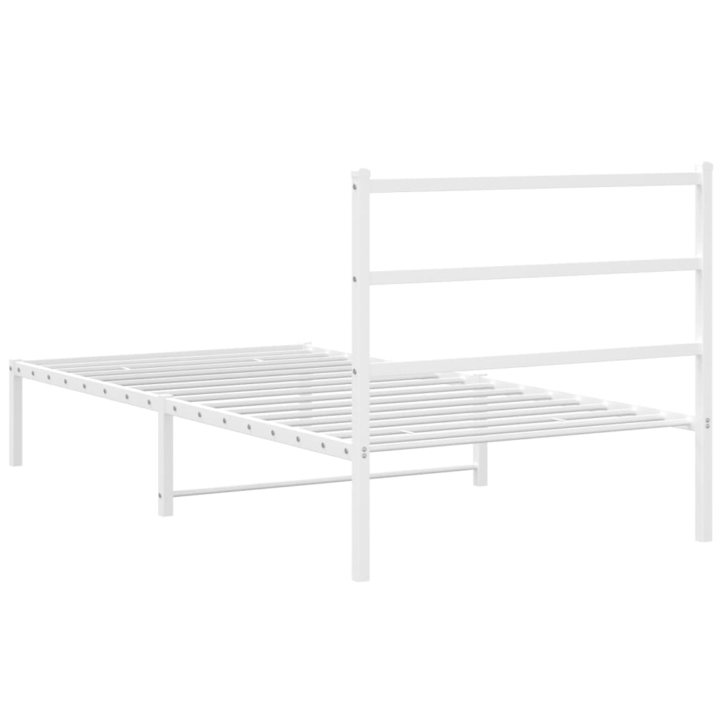 Metal Bed Frame without Mattress with Headboard White 100 cm 200 cm