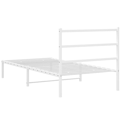 Metal Bed Frame without Mattress with Headboard White 100 cm 200 cm