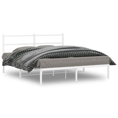 Metal Bed Frame without Mattress with Headboard White 160 cm 200 cm