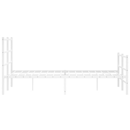 Metal Bed Frame without Mattress with Footboard with Headboard & Footboard White 120 cm 190 cm