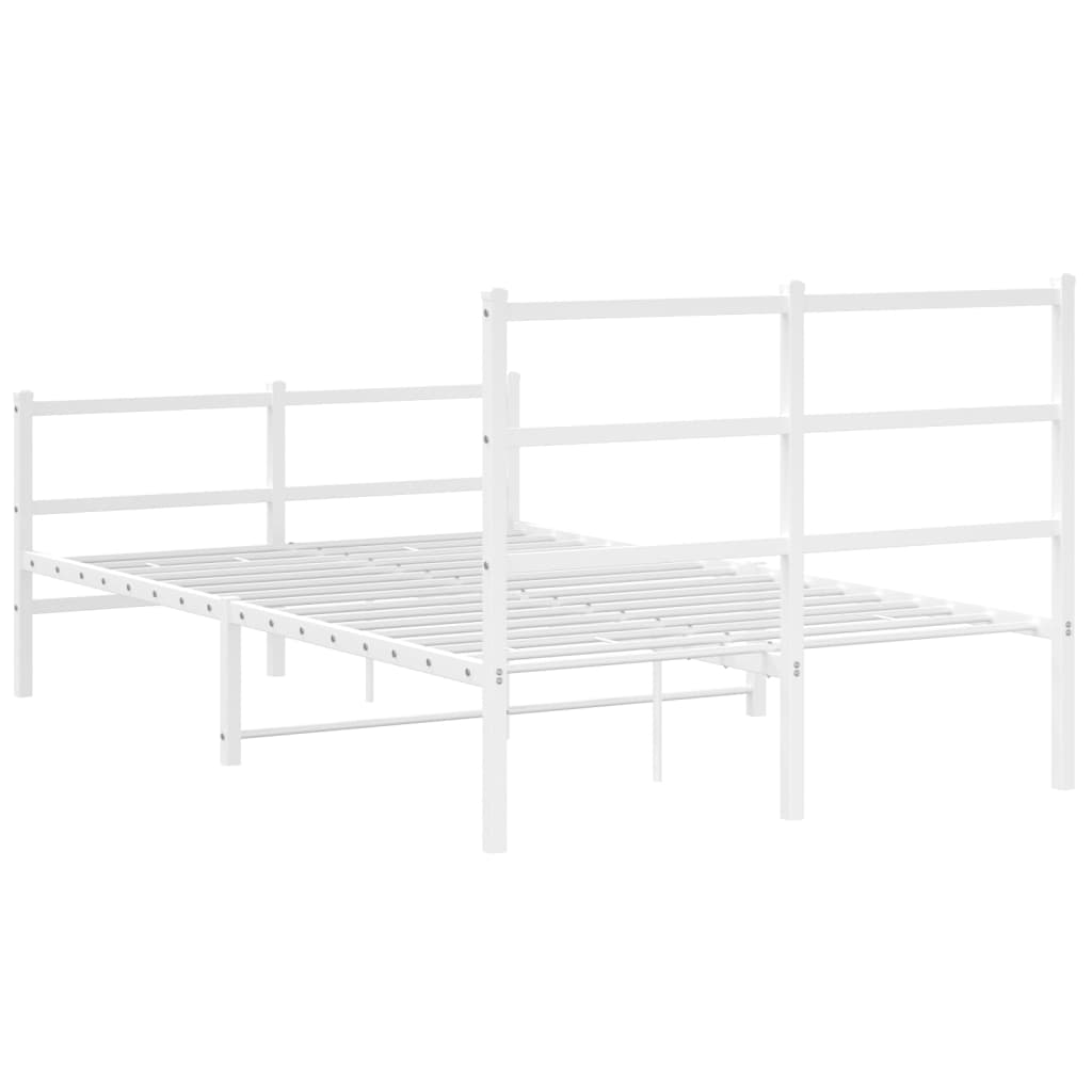 Metal Bed Frame without Mattress with Footboard with Headboard & Footboard White 120 cm 190 cm