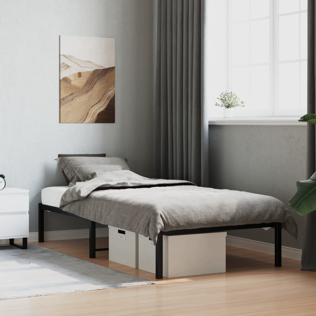 Metal Bed Frame without Mattress Black 90 cm 190 cm