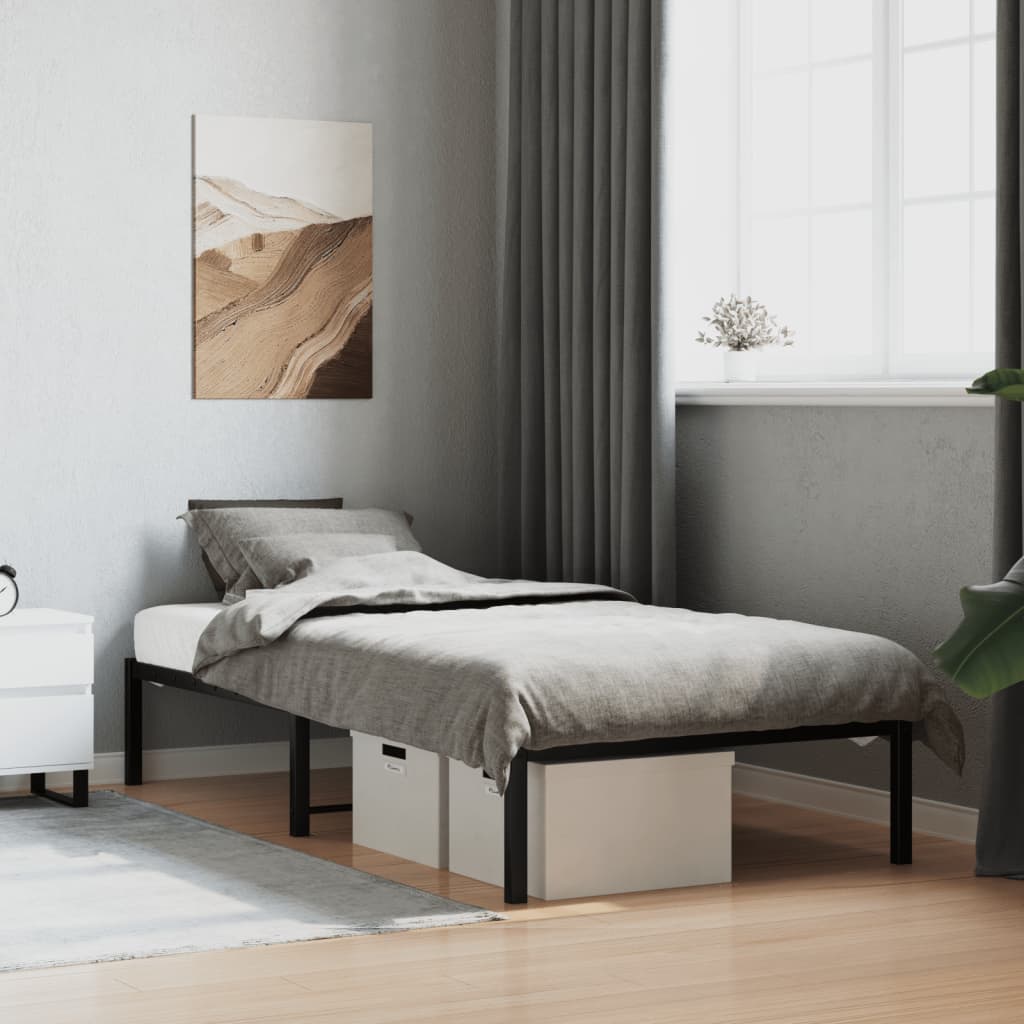 Metal Bed Frame without Mattress Black 90 cm 200 cm