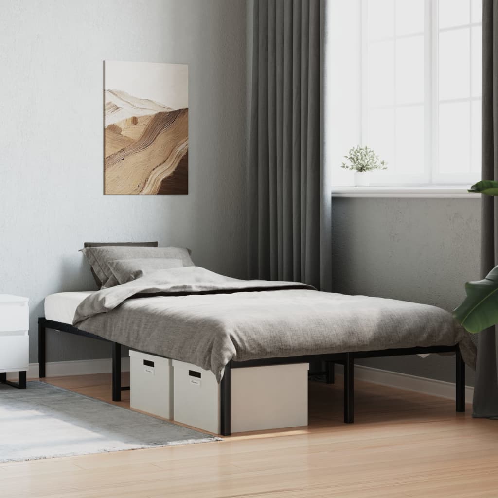 Metal Bed Frame without Mattress Black 120 cm 190 cm
