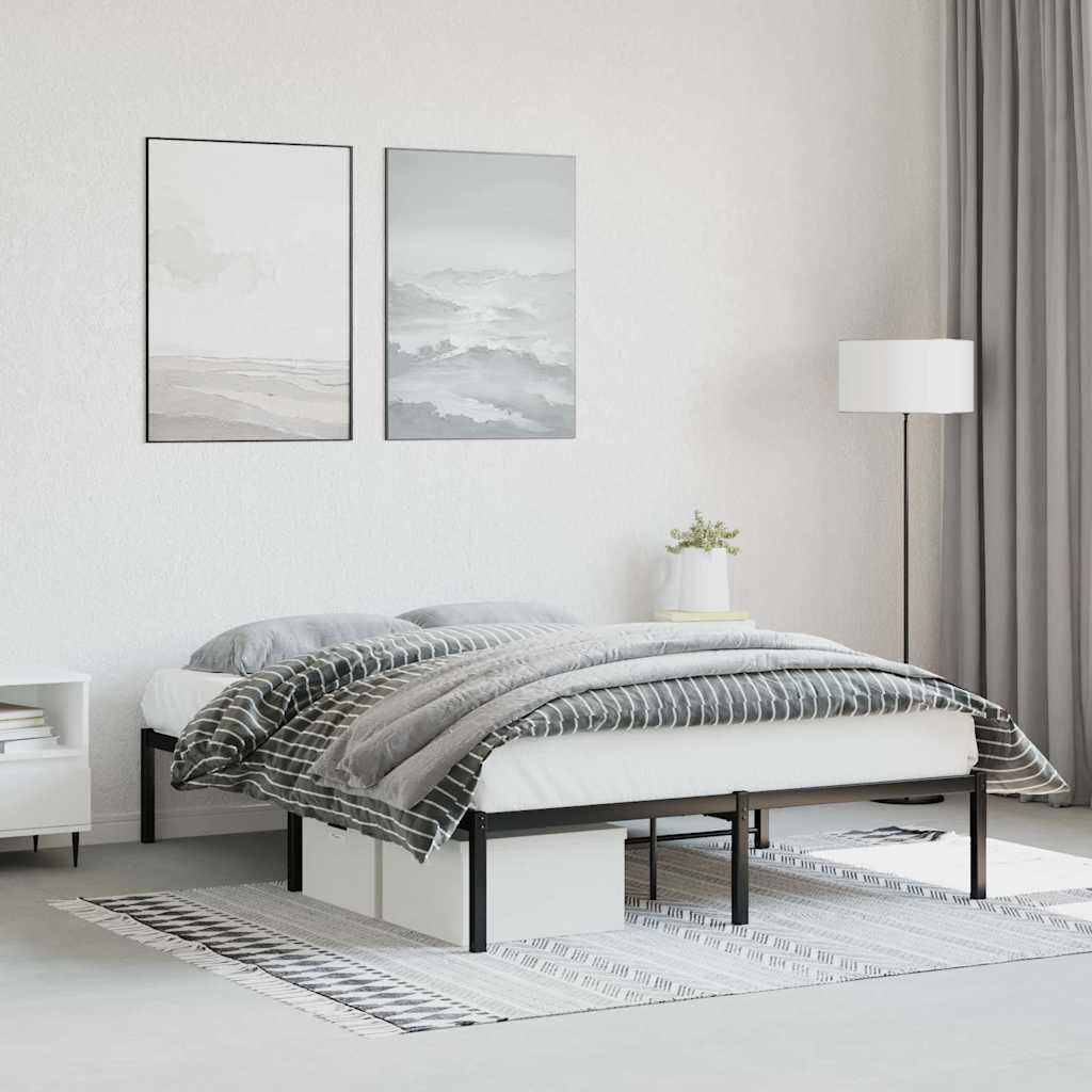 Metal Bed Frame without Mattress Black 135 cm 190 cm