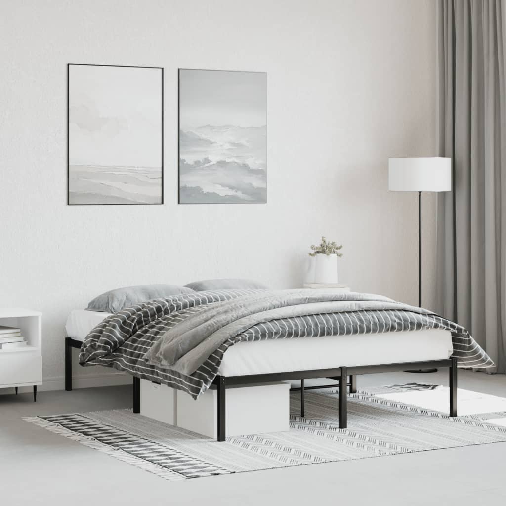 Metal Bed Frame without Mattress Black 140 cm 190 cm