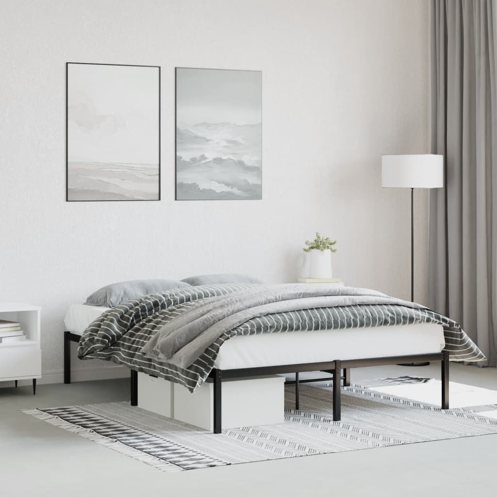 Metal Bed Frame without Mattress Black 140 cm 200 cm