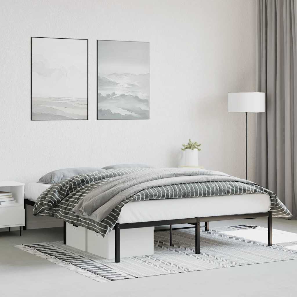 Metal Bed Frame without Mattress Black 160 cm 200 cm