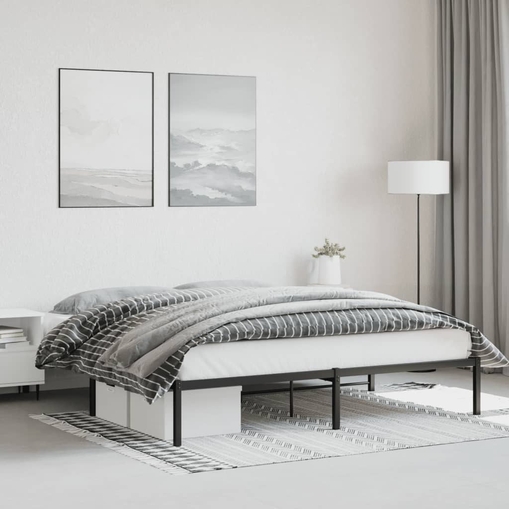 Metal Bed Frame without Mattress Black 183 cm 213 cm