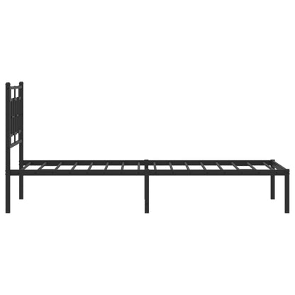 Metal Bed Frame without Mattress with Headboard Black 90 cm 190 cm