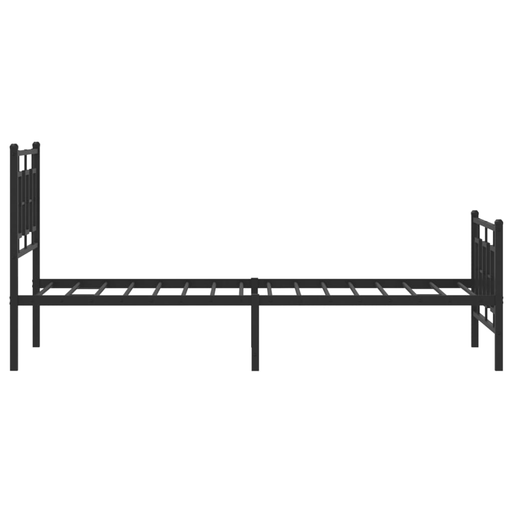 Metal Bed Frame without Mattress with Footboard with Headboard & Footboard Black 90 cm