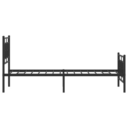 Metal Bed Frame without Mattress with Footboard with Headboard & Footboard Black 90 cm