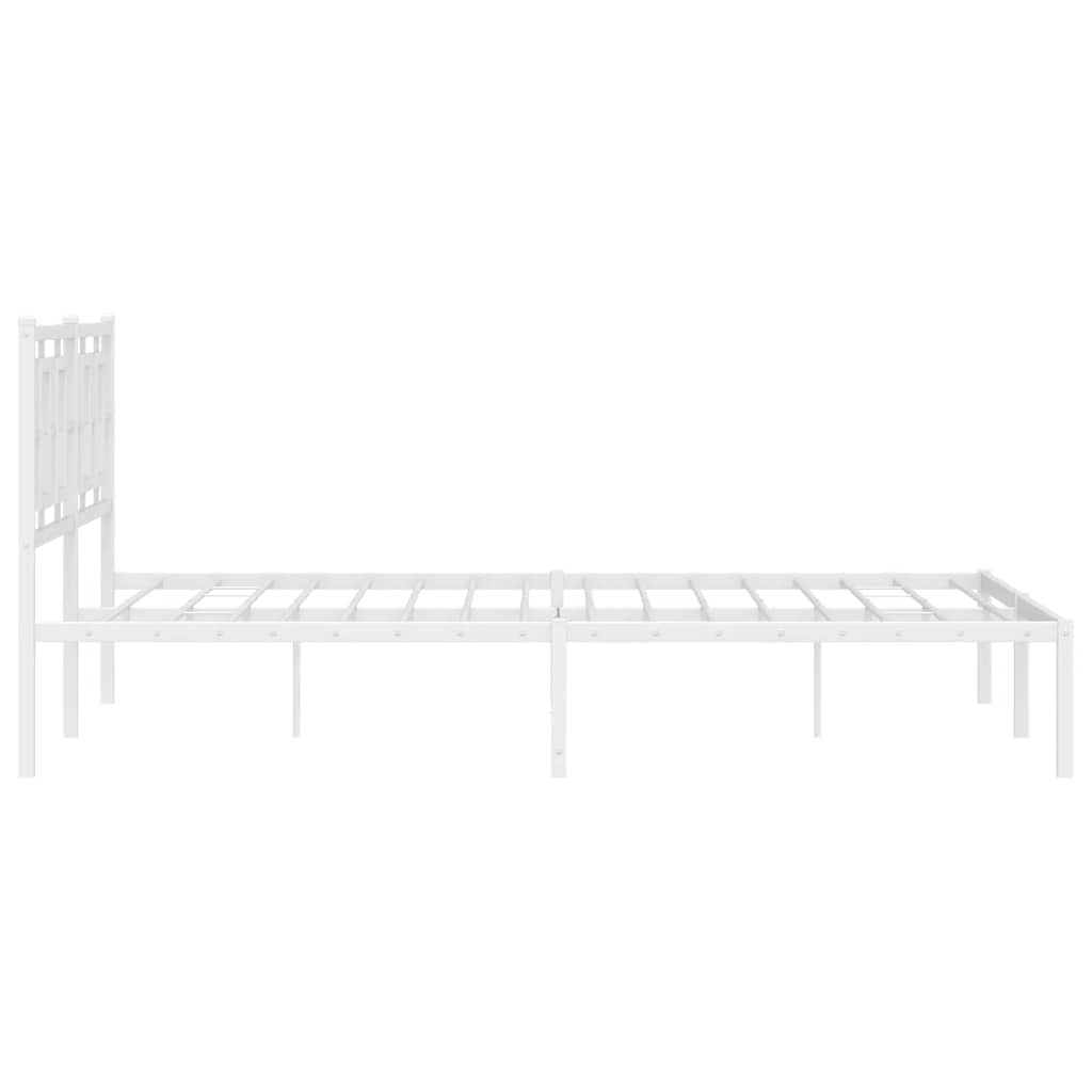 Metal Bed Frame without Mattress with Headboard White 150 cm 200 cm