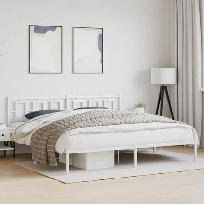 Metal Bed Frame without Mattress with Headboard White 193 cm 203 cm