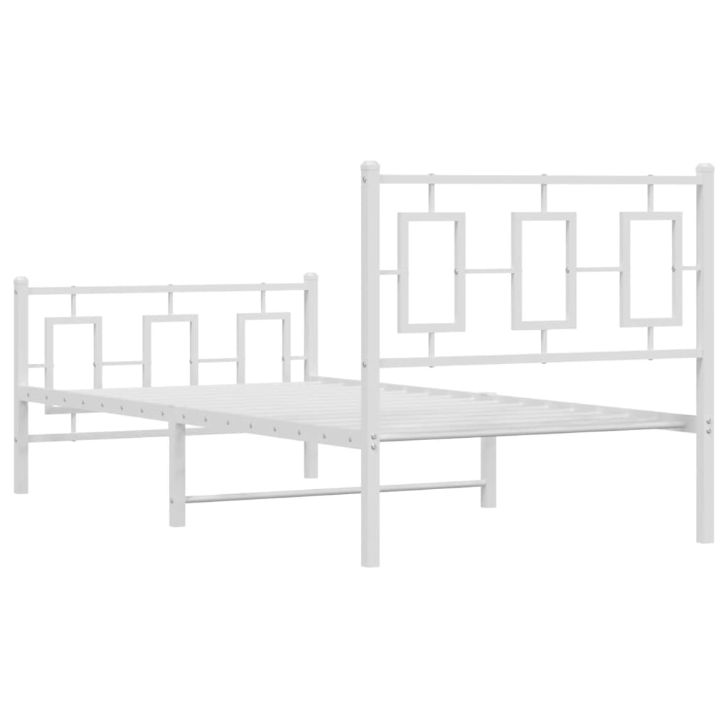 Metal Bed Frame without Mattress with Footboard with Headboard & Footboard White 90 cm 200 cm