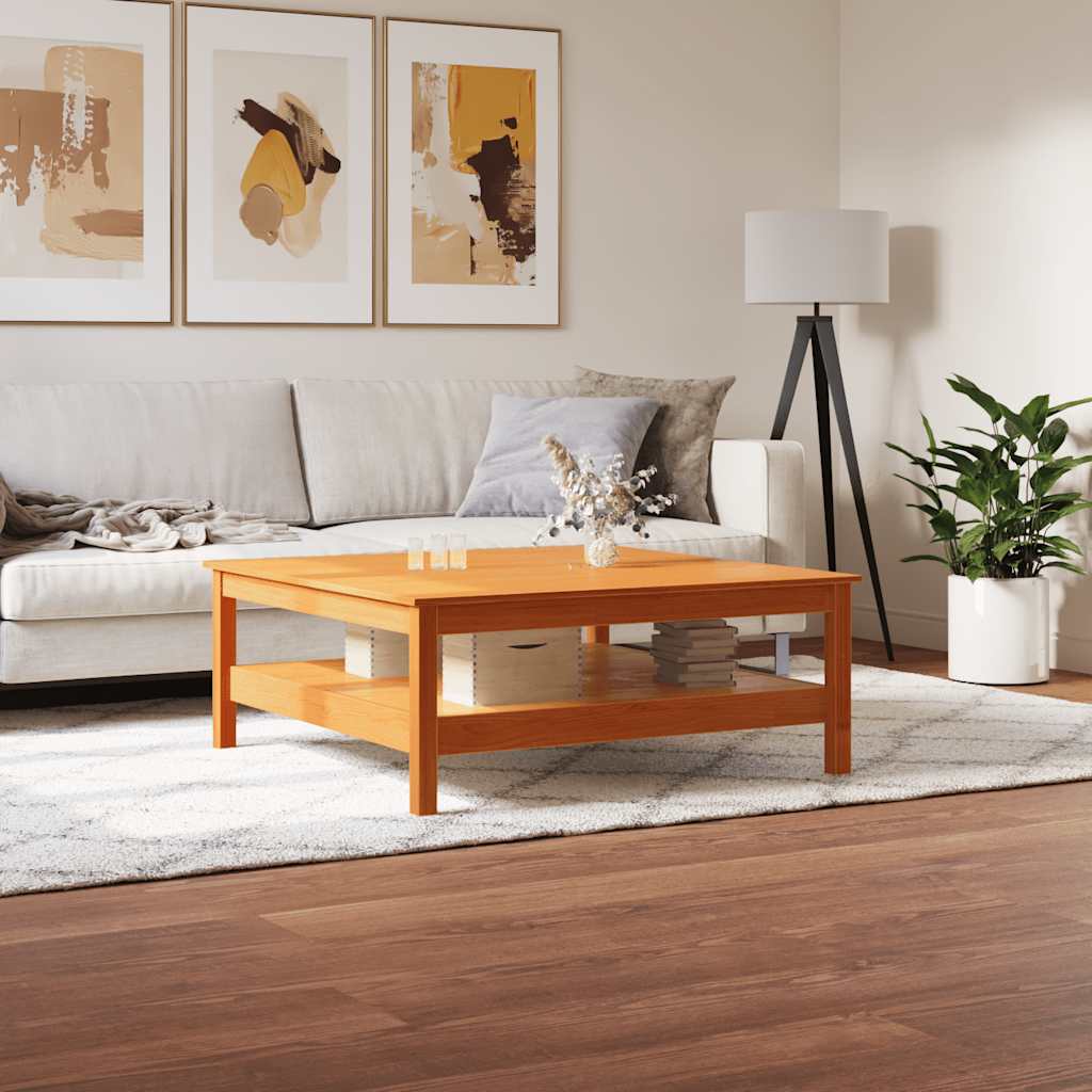 Coffee Table Solid Wood Pine Wax brown 100 cm 100 cm