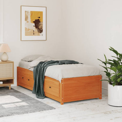 Day Bed without Mattress Solid Wood Pine Wax brown 90 cm 190 cm