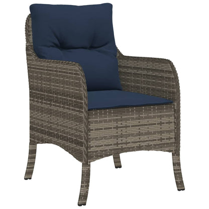 vidaXL 7 Piece Garden Dining Set with Cushions Grey Poly Rattan 3